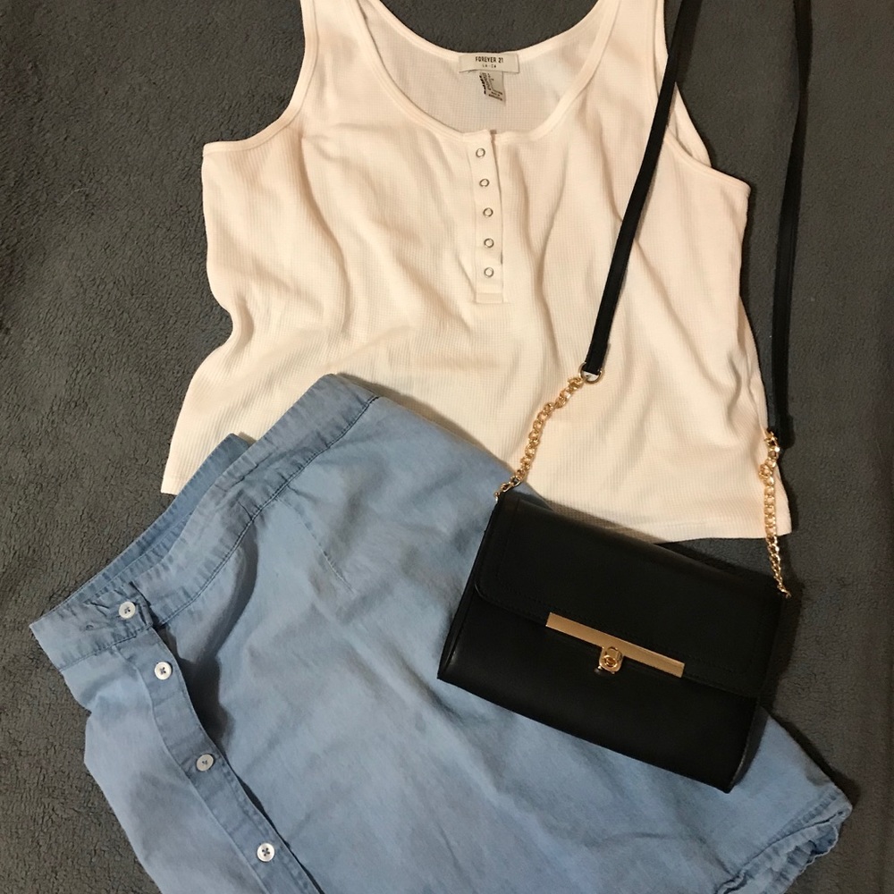 PLUS SIZE 2X Charlotte Russe Chambray Mini Skirt